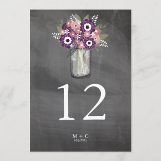 Invitación Purple Garden Mason Jar Chalkboard | Número de tab