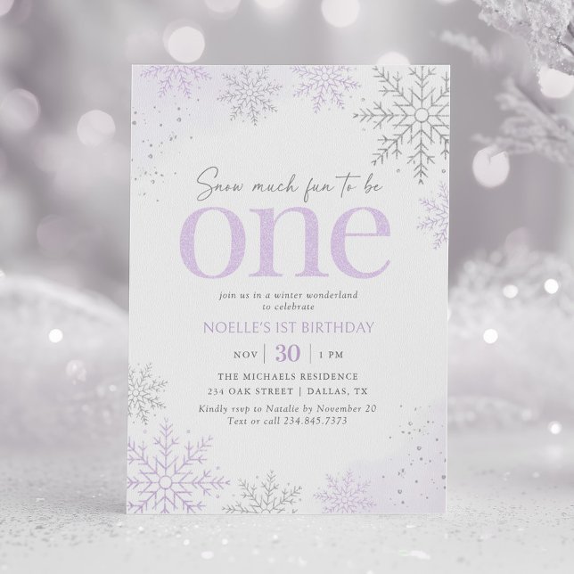 Invitación Purple Glitter Snowflake 1st Birthday (Subido por el creador)