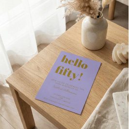 Invitación Purple Gold 50th Birthday Party Modern Typography