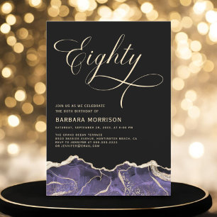 Invitación Purple Gold Agate 808th Birthday Party