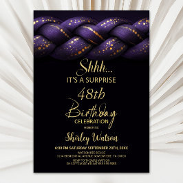 Invitación Purple Gold Braid Cualquier Edad Sorpresa Cumpleañ