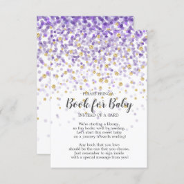 Invitación Purple Gold Confetti Baby Shower Book for Baby
