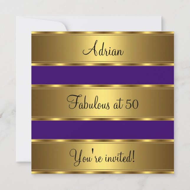 Invitación Purple & Gold Fabulous the Birthday Party (Acto de (Anverso)