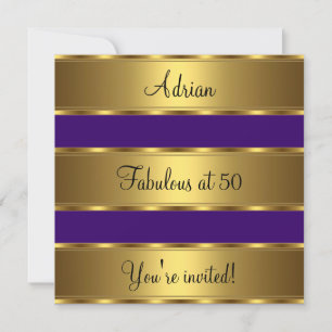 Invitación Purple & Gold Fabulous the Birthday Party (Acto de