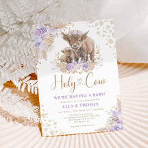 Purple Gold Holy Cow Boho Pampas Chica Baby Shower