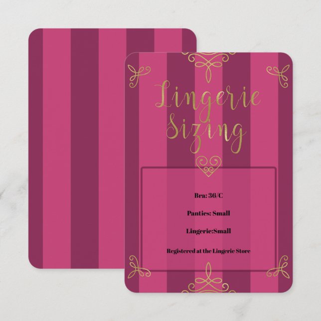 Invitación Purple Gold Moderno Lingerie Shower Inserte de tal (Anverso / Reverso)