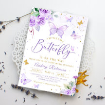 Purple Gold Un Pequeño Mariposa Floral Baby Shower