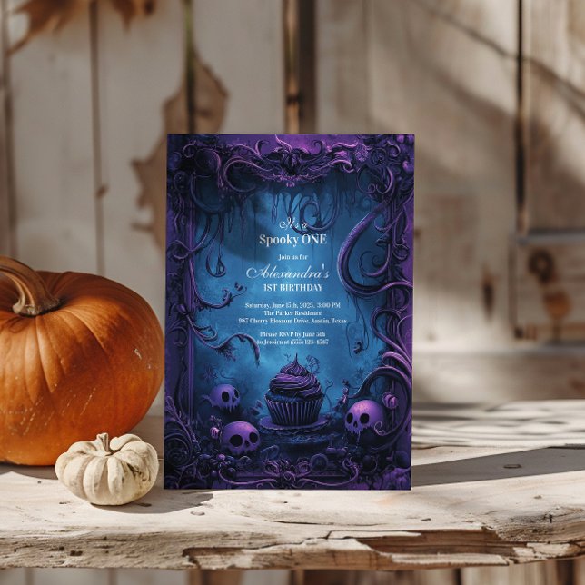 Invitación Purple Gothic Spooky ONE Cumpleaños (Subido por el creador)