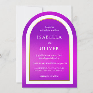Invitación Purple gradient white text wedding
