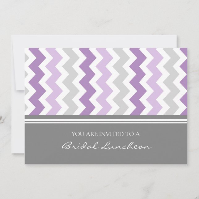 Invitación Purple Gray Chevron Bridal Lunch Invitation (Anverso)