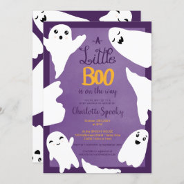 Invitación Purple Halloween pequeños fantasmas de bebé ducha