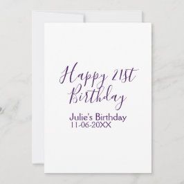Invitación Purple happy 21st cumpleaños fecha Keychain