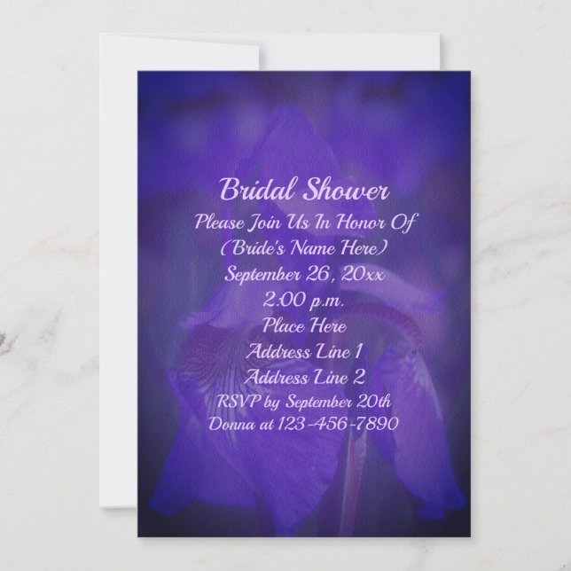 Invitación Purple Iris Flower Bridal Shower  (Anverso)