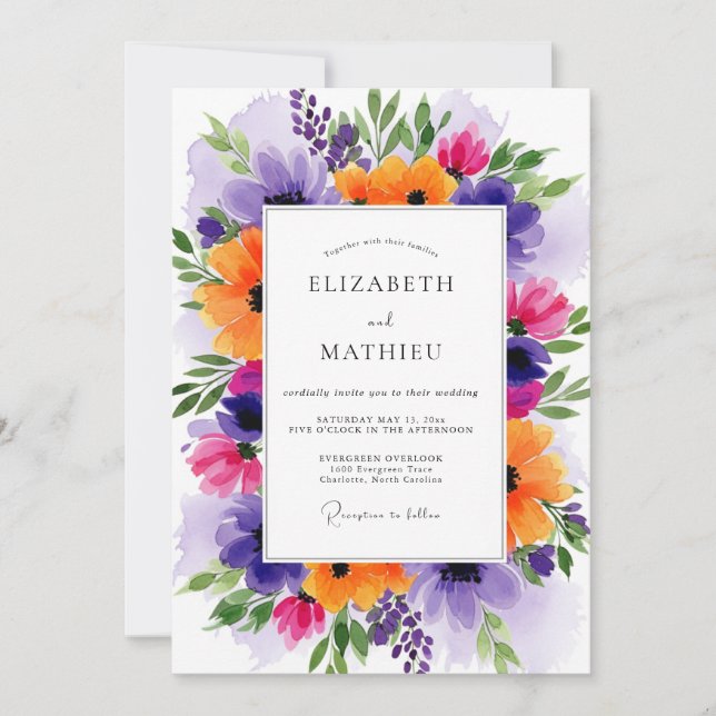 Invitación Purple Jubilant Spring Wedding (Anverso)