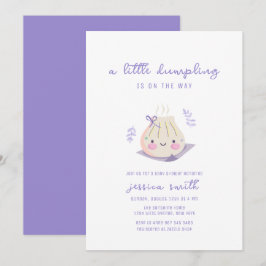 Invitación Purple Kawaii Bow Dumpling Girl Baby Shower 