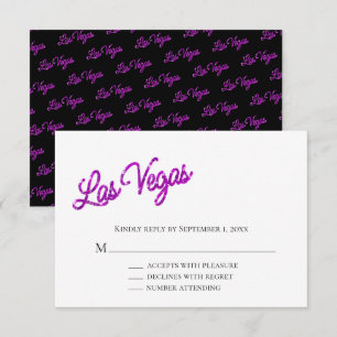 Invitación Purple Las Vegas Sparkles Wedding RSVP