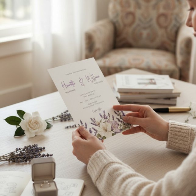 Invitación Purple Lavender Botanical Garden Wedding (Subido por el creador)