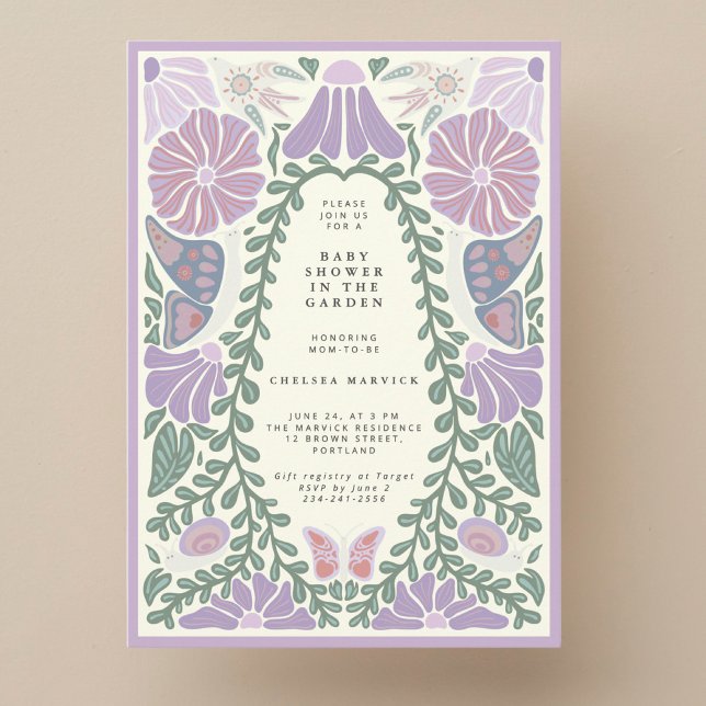 Invitación Purple Lavender floral Baby Shower Invitation (Subido por el creador)