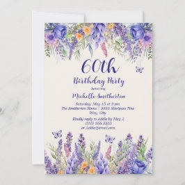 Invitación Purple Lavender Floral Garden Party 60th Birthday