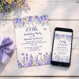 Invitación Purple Lavender Floral Garden Party 60th Birthday