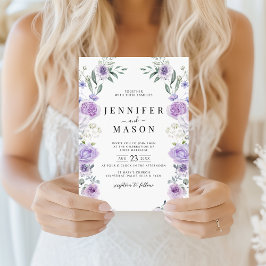 Invitación Purple Lavender Floral Wreath Boho Wedding