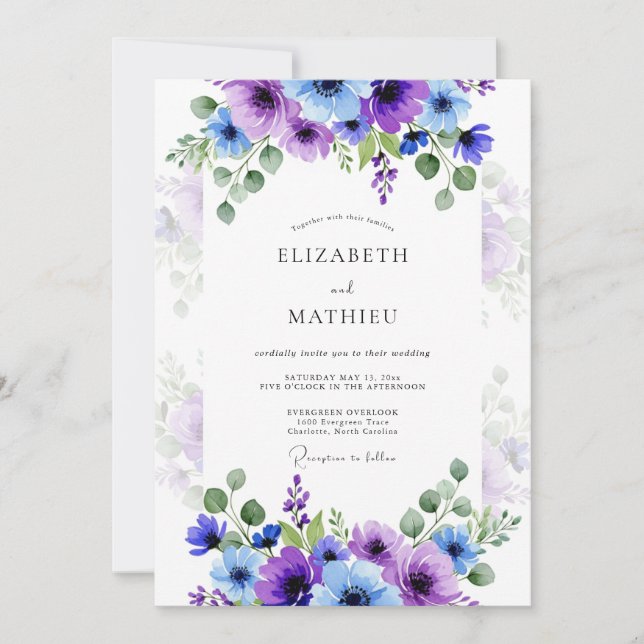 Invitación Purple Lavender Stunning Spring Wedding (Anverso)