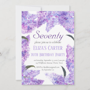 Invitación Purple Lilac 70.ª Setenta Floral Elegante Cumpleañ