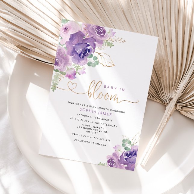 Invitación Purple lilac baby in bloom baby shower invitation (Subido por el creador)