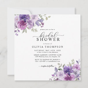 Invitación Purple Lilac Dusty Mauve Floral Bridal Shower Invi