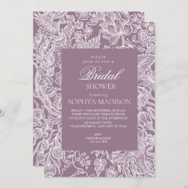 Invitación Purple Lilac Elegant Line Art Wildflower