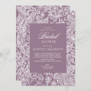 Invitación Purple Lilac Elegant Line Art Wildflower