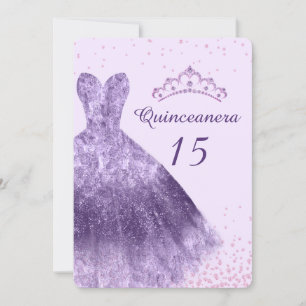 Invitación Purple Lilac Quinceanera Fiesta Vestido 15