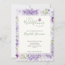 Purple Little Wildflower Baby Shower Invitation