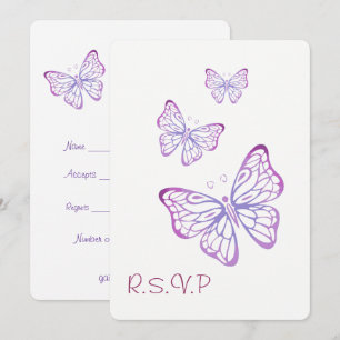 Invitación Purple Mauve Pink Classy Garden Butterfly RSVP