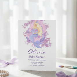 Invitación Purple Mermaid Princess Baby Shower Invitation