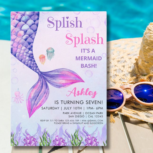 Invitación Purple Mermaid Tail, Girl's Birthday Party (Subido por el creador)
