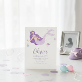 Invitación Purple Mermaid Under The Sea Baby Shower 