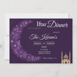 Invitación Purple Minimal Mosque Ramadan Iftar Party  Invit
