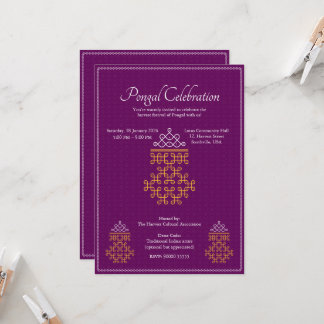 Invitación Purple Minimal Tamil Kolam Pongal