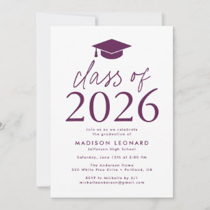 Invitación Purple   Modern Class of 2023 Graduation Party