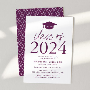 Invitación Purple   Modern Class of 2023 Graduation Party