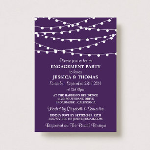 Invitación Purple Modern String Lights Engagement Party