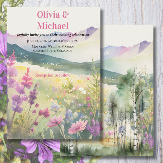 Invitación Purple Mountain Wildflowers Wedding Invitation