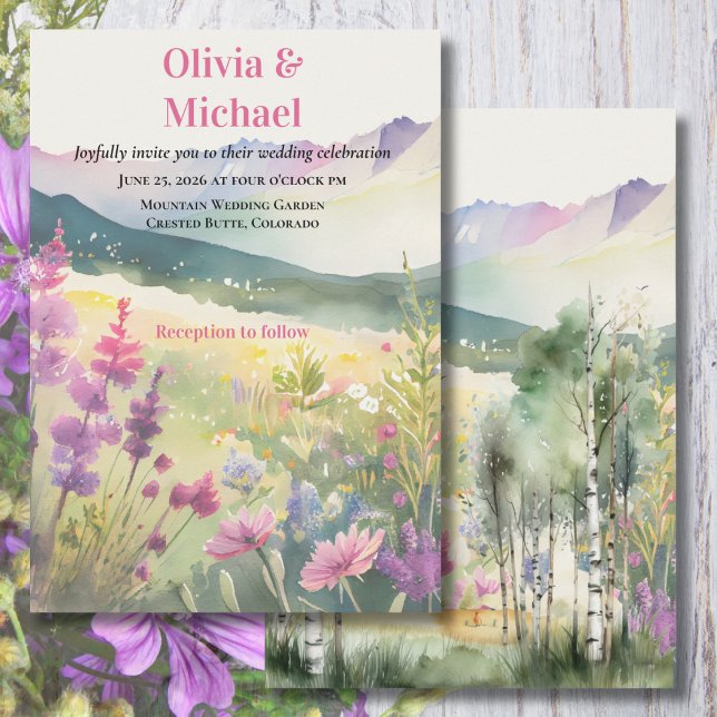 Invitación Purple Mountain Wildflowers Wedding Invitation (Subido por el creador)