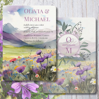 Invitación Purple Mountains & Poppies Wedding Invitation