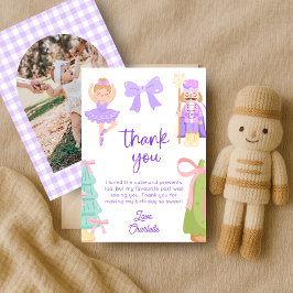Invitación Purple Nutcracker Birthday Photo Thank You Card