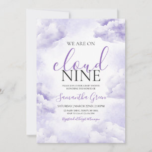 Invitación Purple On Cloud 9 Baby Shower