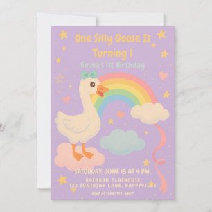 Invitación Purple One Silly Goose Cumpleaños Para Los Chicas