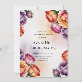 Invitación Purple Orange and Red Roses Bridesmaids Luncheon