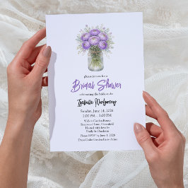 Invitación Purple Palette Ranunculus Mason Jar Bridal Shower